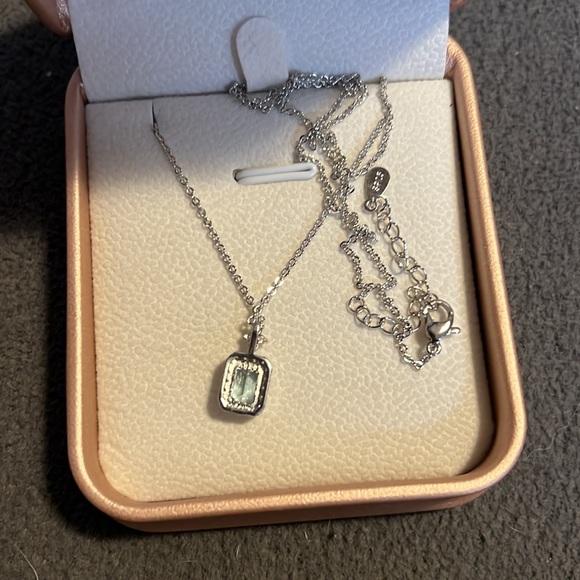 Aquamarine and CZ Silver Necklace - NWOT - Picture 4 of 10